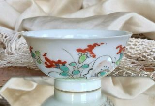 Antique Chinese Porcelain Famille Verte Rose Wine Cup Small Tea Bowl 18th C