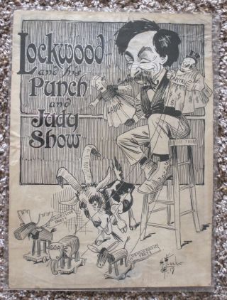 1913 Lockwood And His Punch And Judy Show Cartoon Art - Signed