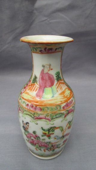 A C18th - 19th Century Small Chinese Famille Rose Baluster Porcelain Vase