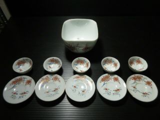 Antique : Japanese Earthenware Pottery/sake Cup Set / Kutani Ware