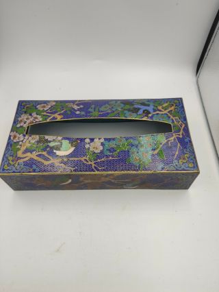 Vintage Chinese Cloisonne Enamel Tissue Kleenex Box Cover