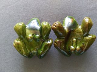 Vintage Art Pottery Anatomically Correct Male Female Frog Toad Figurines 2x3 "