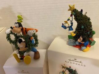 3 Hallmark Disney Ornaments - Mickey - Jingle Express,  Trimming Tree,  Deck Halls 3