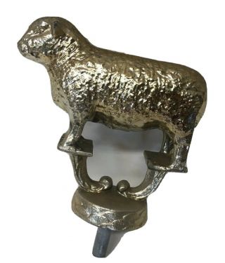 Vintage Silver Metal Sheep Trophy Topper Award Crafting Upcycle Hood Ornament