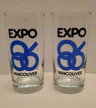 Vintage Expo 86 Vancouver Tall Glasses Set Of 2