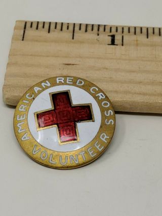 Vintage American Red Cross Arc Pin Volunteer Gold Tone / Red / White