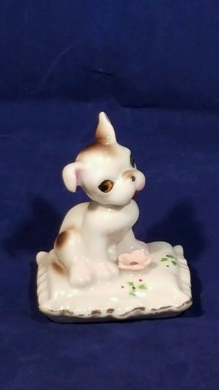 Vintage Victoria Ceramics Japan Dog Puppy On Pillow