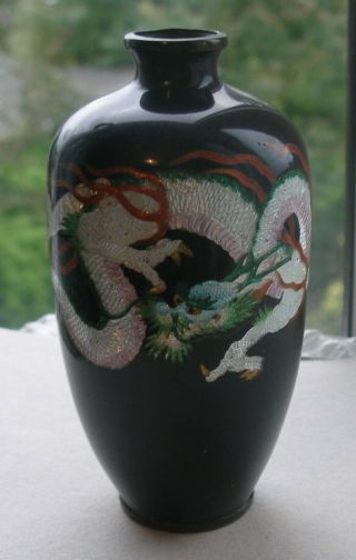 Antique Japanese Blue Cloisonne Enamel Dragon Vase