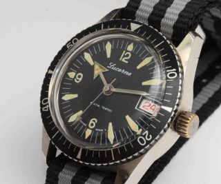 C.  1960s Vintage Swiss Lucerne Divers Wristwatch W/ Rotating Bezel - Fine
