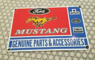 Vintage Ford Motors Co Porcelain Gas Auto Mustang Service Station Parts Sign
