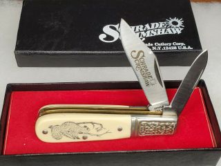 Vintage Schrade Scrimshaw Usa Knife (sc - 506) " Barlow " (squirrel) 1982