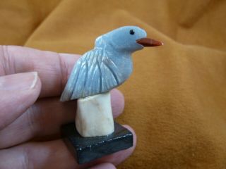 (y - Bir - Eg - 450) Egret Blue Orange White Bird Gemstone Stone Carving Peru Egrets