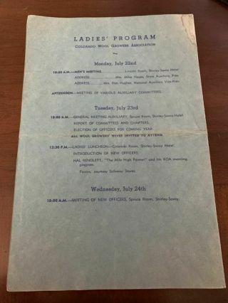 Vintage 1946 Colorado Wool Growers Association 19th Annual Convention Program 2