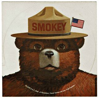 ⫸ Vintage 1976 Smokey Bear Sticker – With American Flag In Hat – 108