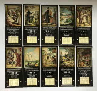 Ten Different 1937 First National Bank Boston Calendar Ink Blotters