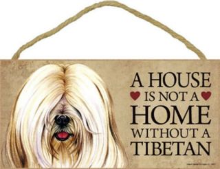 A House Is Not A Home Without A Tibetan Wood Puppy Dog Sign Plaque Made In Usa