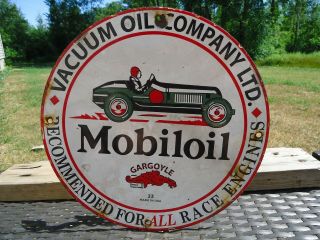 Old Vintage 1933 Mobiloil Gargoyle Porcelain Gas Station Pump Sign - - Mobil