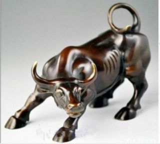Big Wall Street Bronze Fierce Bull Ox Statue Nr223