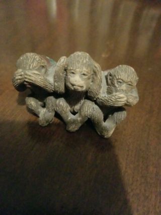See No Evil Hear No Evil Speak No Evil Monkey Figurines Vintage Ceramic/clay