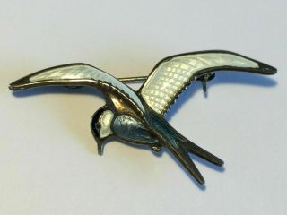 Vintage David Andersen Norway Silver & Enamel Rare Swallow Brooch