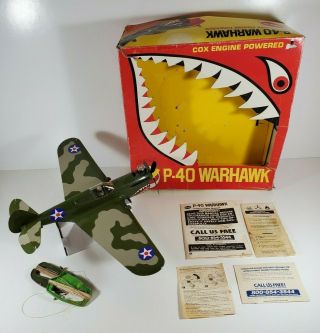 Vintage 1970s Cox P40 Warhawk Control Line Model Airplane.  049 1/2 A W/ Box