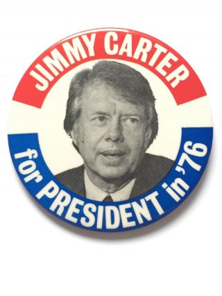 1976 Jimmy Carter For President 3.  5 " Button Classic Carter For Pres.  In 
