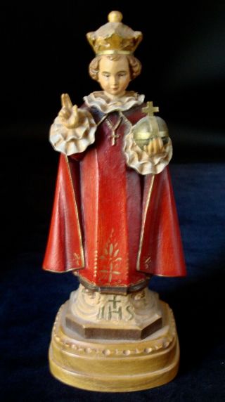 Vintage Anri Infant Jesus Of Prague Carved Wooden Figurine Italy