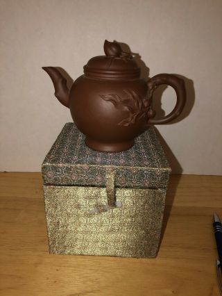 Vintage Chinese Yixing Clay Teapot With Mark And Box