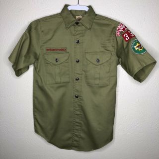 Vintage 1970 ' s BSA Eagle Scout Boy Scout Short Sleeve shirt W/ patches Size M 2