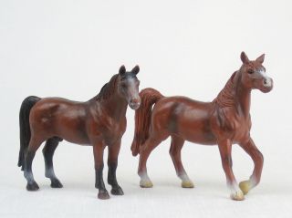 Schleich Horse Models Bay Arabian 13248 & Chestnut Mare 13253 Retired