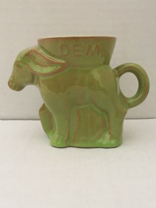 Vintage Frankoma Pottery 1981 Democrat Donkey Political Mug Green