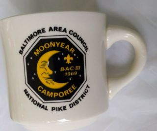 Vintage 1969 Boy Scout Mug Moon Year Baltimore Area Council Natl.  Pike District