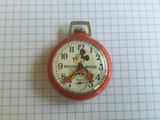 Vintage Bradley Walt Disney Mickey Mouse Red Pocket Watch Sub Dial Usa