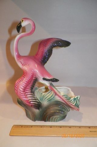Vintage Maddux Of California Glazed Ceramic Pink Flamingo Planter