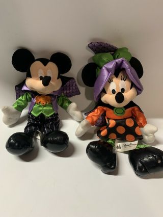 Rare Disney Parks Exclusive Vampire Mickey & Witch Minnie Halloween Plush