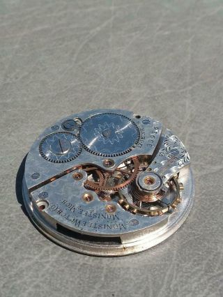Vintage Manistee 17 Jewel 16 Size Pocket Watch Sidewind Stem At 3:00 Position