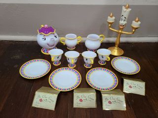 Disney Deluxe Beauty And The Beast Tea Set Mrs.  Potts Chip Lumiere