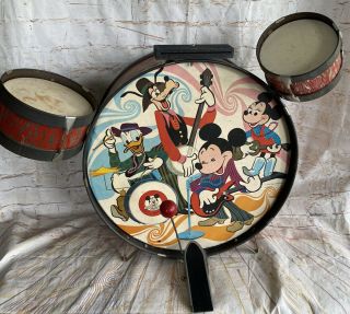 Vintage 60’s Mickey Mouse Club Drum Set Rare Walt Disney Children 