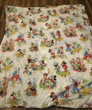 Vintage Walt Disney Productions Comforter Mickey & Friends Blanket Donald Duck