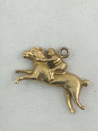 Vintage 14k Gold Jockey Race Horse Charm Pendant