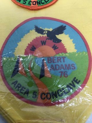 Vintage 1976 Bsa Boy Scouts Bert Adams Area 5 Conclave Scarf Kerchief,  Patch