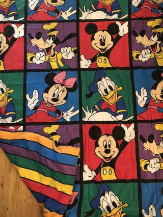 Vintage Disney Mickey Mouse Twin Comforter Donald Duck Goofy Minnie Rainbow