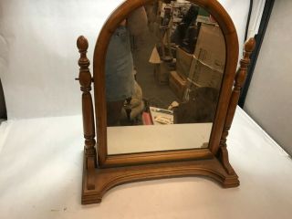 Vintage Wood Swinging Vanity Shaving Mirror Dresser Oak