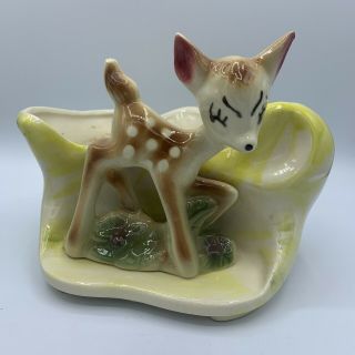 Vintage American Bisque Art Pottery Bambi Planter Deer Fawn