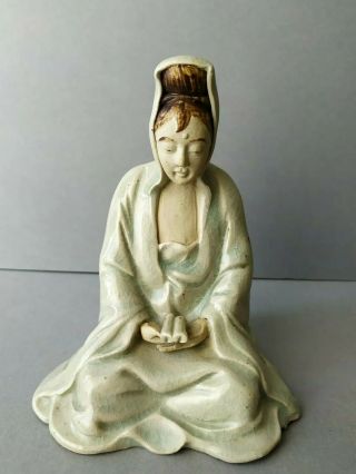 Vintage Chinese Crackle Celadon Pottery Figurine.