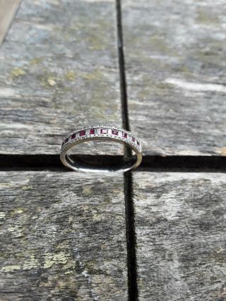 Vintage 9ct White Gold Ruby And Diamond Ring