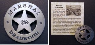 Deadwood Marshal Badge,  Silver,  Old West,  Western,  Con Stapleton