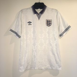 England Umbro 1990 92 Italia 90 Home White Football Shirt Vintage Jersey Kit Top