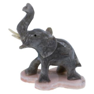Unique Hand Carved Gray Marble Stone Elephant Figurine Carving 3.  5 " High