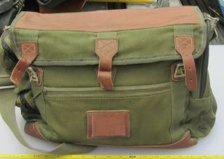 Vintage Orvis Canvas & Leather Fly Fishing Tackle Bag Satchel